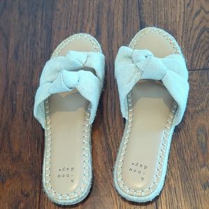 Miriam Double Knotted Espadrille Slide Sandals - A New Day Cream Size 8